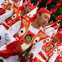 Group in costume marching in parade