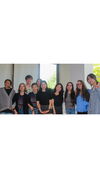 A group of undergraduate, graduate students and teaching assistants accompany Prof. Ahn at the End-of-Semester Reception