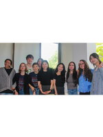 A group of undergraduate, graduate students and teaching assistants accompany Prof. Ahn at the End-of-Semester Reception